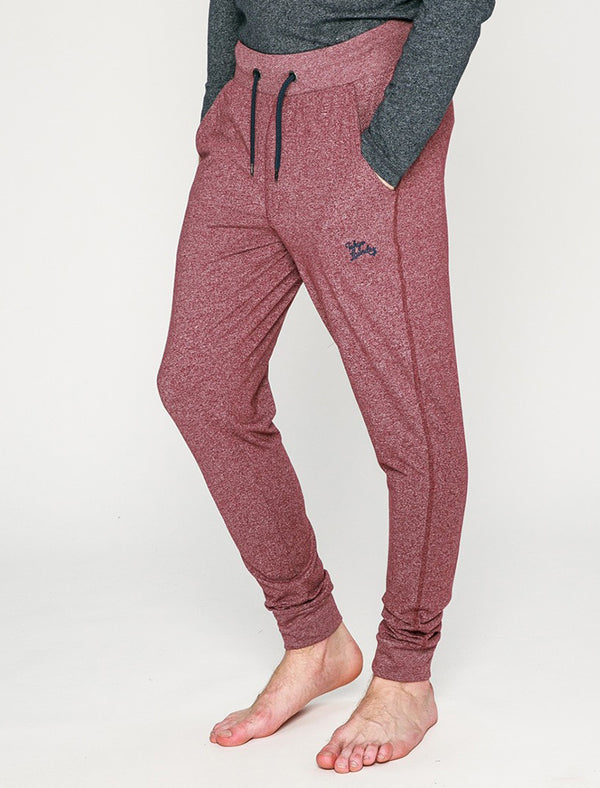 Kelso Cuffed Jersey Lounge Pants in Oxblood Marl Fleck - Tokyo Laundry