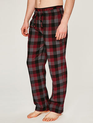 Kenning Brushed Flannel Checked Lounge Pants in Red - Tokyo Laundry