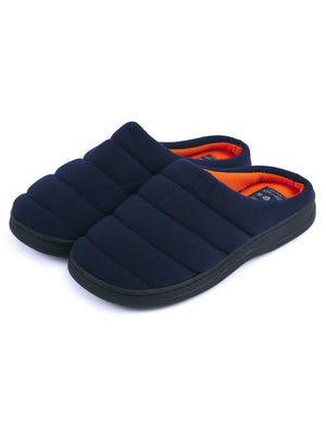 Hebers Padded Mule Slippers with Hard Rubber Sole in Navy - Tokyo Laundry