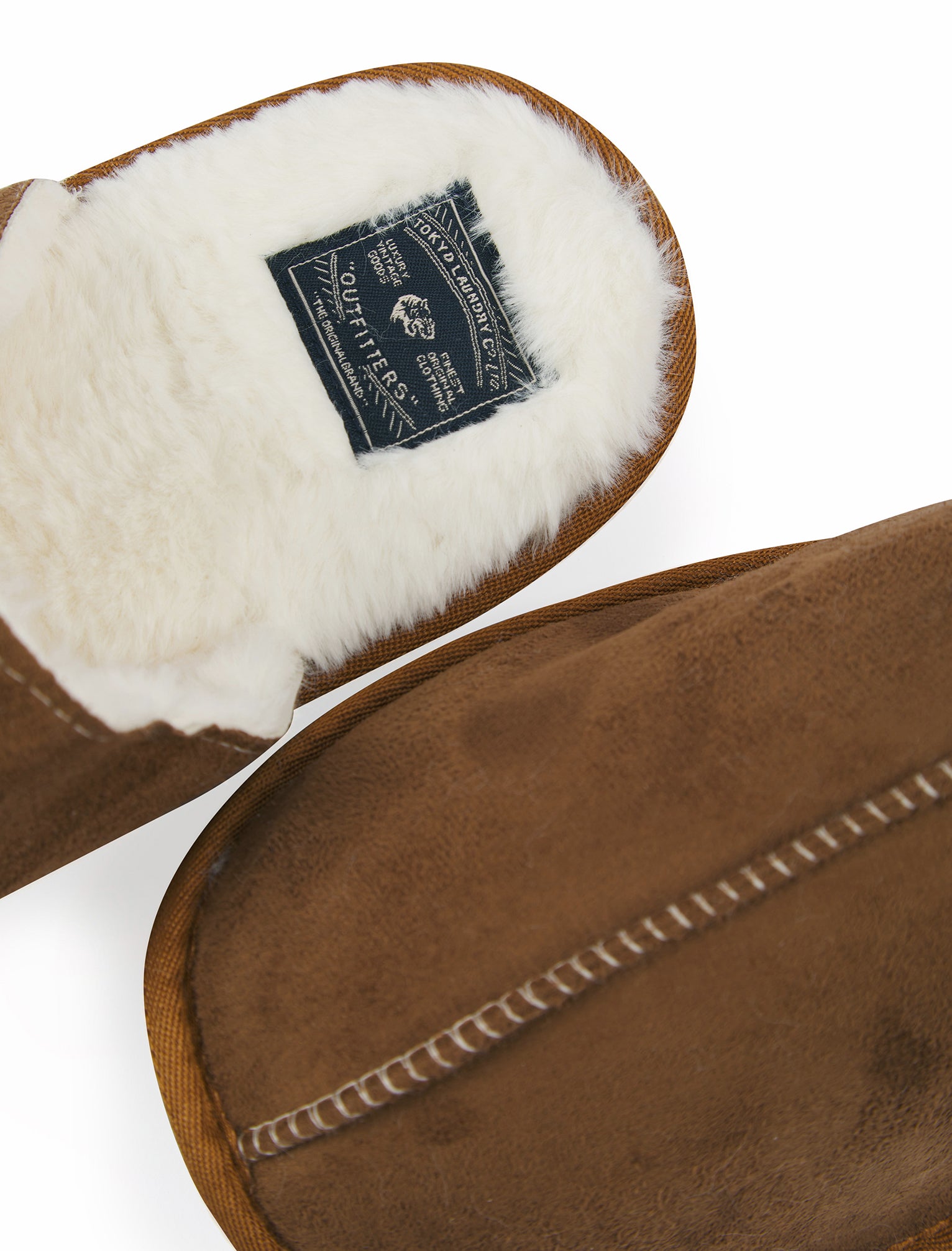 Howarth Faux Suede Centre Seam Mule Slippers with Faux Fur