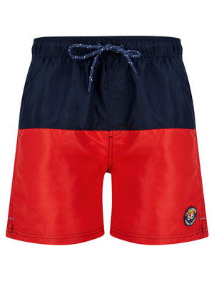 Townsend Block Colour Microfibre Swim Shorts in Chinese Red - Tokyo Laundry