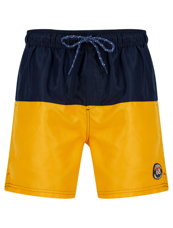 Townsend Block Colour Microfibre Swim Shorts in Golden Rod - Tokyo Laundry