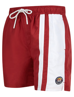 Tillamook Striped Swim Shorts in Red Dahlia - Tokyo Laundry