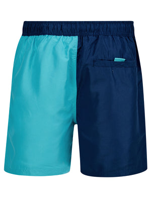 Pescadero Block Colour Striped Swim Shorts in Blue Atoll - Tokyo Laundry