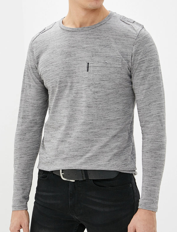 Basin Cotton Jersey Long Sleeve Top with Chest Pocket In Frost Gray - Dissident