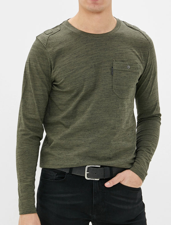 Basin Cotton Jersey Long Sleeve Top with Chest Pocket In Grape Leaf - Dissident