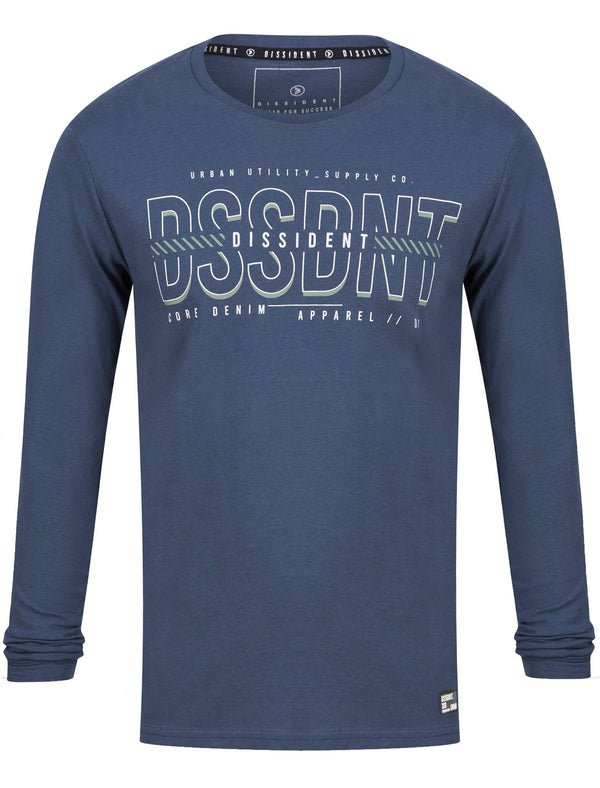 Grill Graphic Motif Cotton Jersey Long Sleeve Top in Sargasso Blue - Dissident