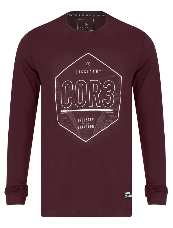 Bridge Graphic Motif Cotton Jersey Long Sleeve Top in Winetasting - Dissident