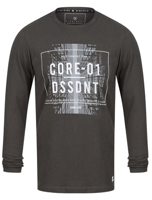 Topic Graphic Motif Cotton Jersey Long Sleeve Top in Raven Grey Old - Dissident