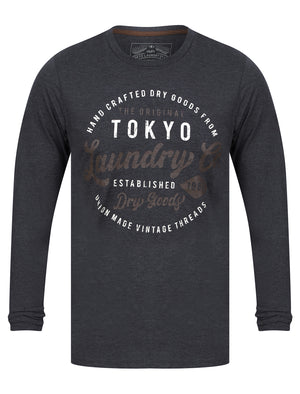 Default Motif Cotton Jersey Long Sleeve Top in Charcoal Marl - Tokyo Laundry