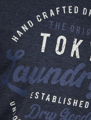 Default Motif Cotton Jersey Long Sleeve Top in Navy Marl - Tokyo Laundry