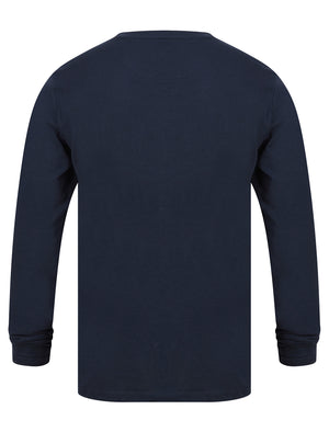 Hands Motif Cotton Jersey Long Sleeve Top in Sky Captain Navy - Tokyo Laundry