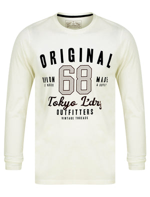 Hands Motif Cotton Jersey Long Sleeve Top in Snow White - Tokyo Laundry