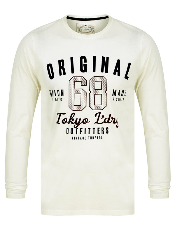 Hands Motif Cotton Jersey Long Sleeve Top in Snow White - Tokyo Laundry