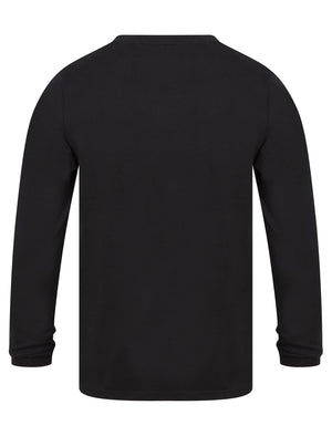 Theta Motif Cotton Jersey Long Sleeve Top in Jet Black - Tokyo Laundry