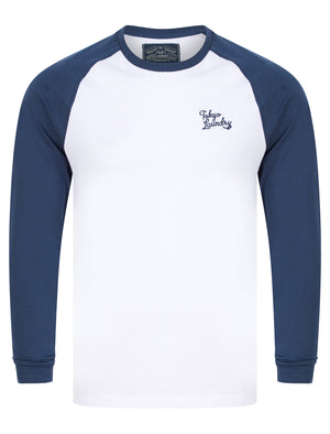 Irons Cotton Jersey Baseball Raglan Long Sleeve Top in Patriot Blue - Tokyo Laundry