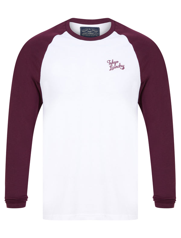 Irons Cotton Jersey Baseball Raglan Long Sleeve Top in Winetasting - Tokyo Laundry