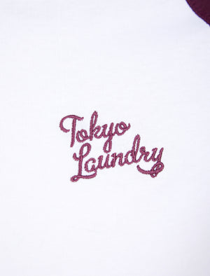 Irons Cotton Jersey Baseball Raglan Long Sleeve Top in Winetasting - Tokyo Laundry