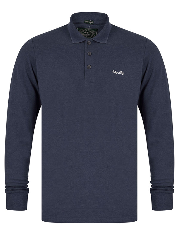 Kalenza Long Sleeve Polo Shirt in Mood Indigo Marl - Tokyo Laundry