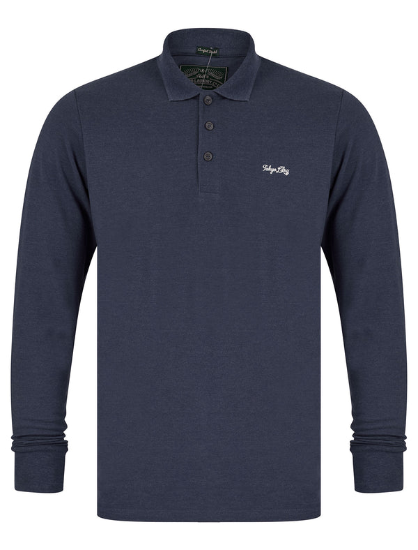 Cosenza Long Sleeve Polo Shirt in Mood Indigo Marl - Tokyo Laundry