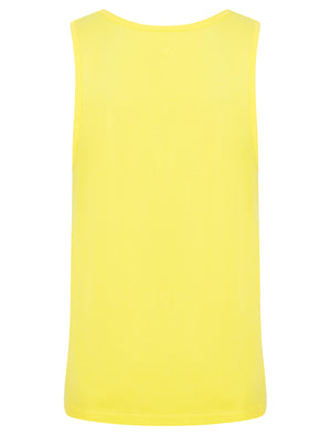 Palm Springs Motif Print Cotton Vest Top in Snapdragon Yellow - South Shore