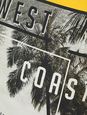 WC Cali Motif Print Cotton Vest Top in Snapdragon Yellow - South Shore