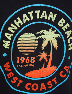 Manhattan Beach Motif Print Cotton Vest Top in Jet Black - South Shore