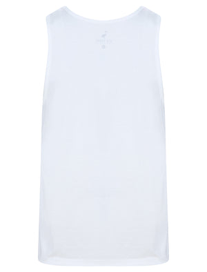Surf Wear Motif Print Cotton Vest Top in Optic White - South Shore