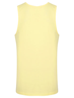 Endless Motif Print Cotton Vest Top in Pastel Yellow - South Shore