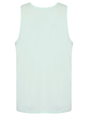 Endless Motif Print Cotton Vest Top in Skylight Blue - South Shore