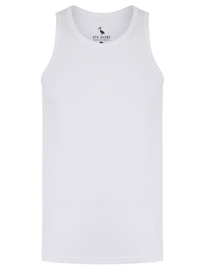Jeremy Cotton Ribbed Plain Vest Top in Bright White - South Shore