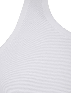 Jeremy Cotton Ribbed Plain Vest Top in Bright White - South Shore