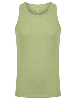 Jeremy Cotton Ribbed Plain Vest Top in Seagrass - South Shore