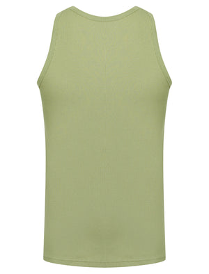 Jeremy Cotton Ribbed Plain Vest Top in Seagrass - South Shore