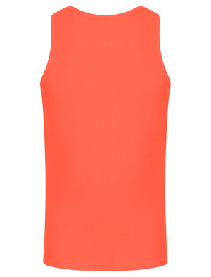 Calvin Cotton Ribbed Plain Vest Top in Hot Coral - South Shore