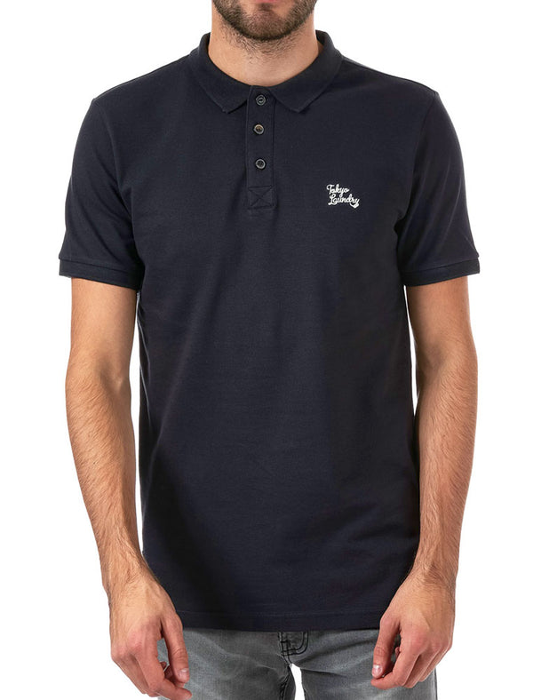 Kuusamo Cotton Pique Polo Shirt In Mood Indigo Marl - Tokyo Laundry