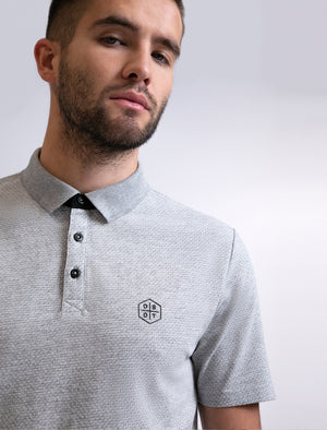Klaxon Textured Cotton Jersey Polo Shirt in Light Grey Marl - Dissident