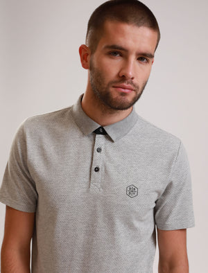 Klaxon Textured Cotton Jersey Polo Shirt in Light Grey Marl - Dissident