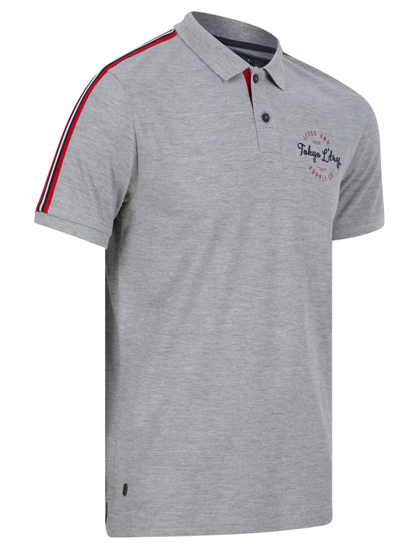Taper Cotton Pique Polo Shirt in Light Grey Marl - Tokyo Laundry