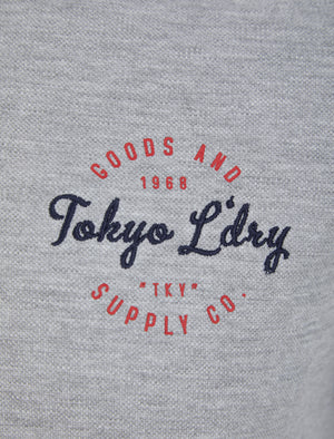 Taper Cotton Pique Polo Shirt in Light Grey Marl - Tokyo Laundry