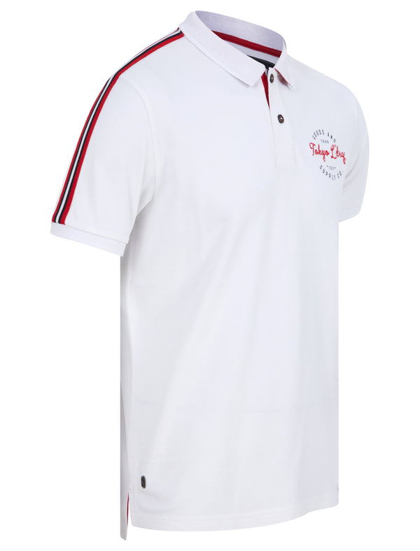 Taper Cotton Pique Polo Shirt in Optic White - Tokyo Laundry