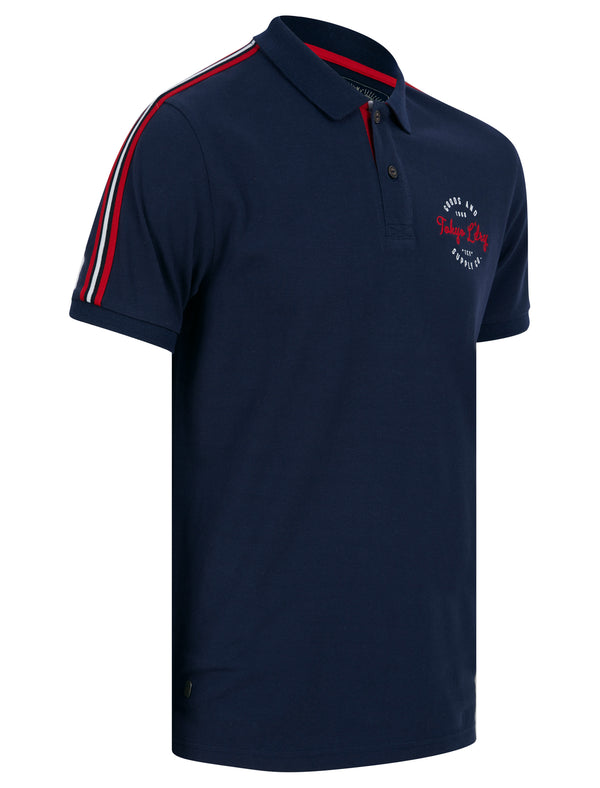 Taper Cotton Pique Polo Shirt in Sky Captain Navy - Tokyo Laundry