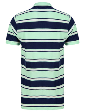Valler Striped Cotton Pique Polo Shirt in Misty Jade - Tokyo Laundry