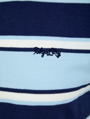Valler Striped Cotton Pique Polo Shirt in Skyway - Tokyo Laundry