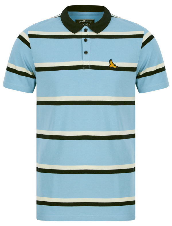 Stockwell Striped Cotton Pique Polo Shirt in Blue Bell - Kensington Eastside