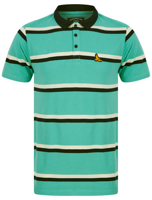 Stockwell Striped Cotton Pique Polo Shirt in Dusty Jade Green - Kensington Eastside