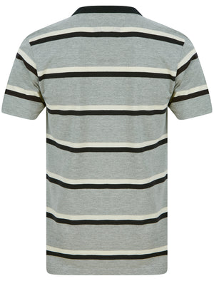Stockwell Striped Cotton Pique Polo Shirt in Light Grey Marl - Kensington Eastside