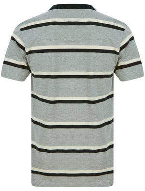 Stockwell Striped Cotton Pique Polo Shirt in Light Grey Marl - Kensington Eastside