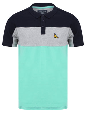 Stoneleigh Colour Block Cotton Pique Polo Shirt in Dusty Jade Green - Kensington Eastside