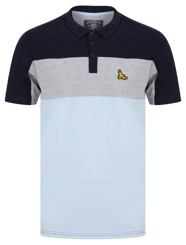 Stoneleigh Colour Block Cotton Pique Polo Shirt in Skyway - Kensington Eastside